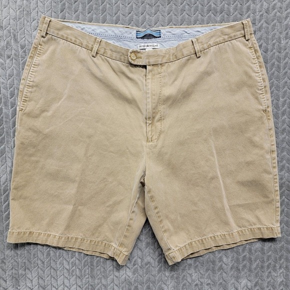 Peter Millar Other - Peter Millar Winston Washed Twill Golf Shorts Mens‎ Size 40 Khaki Tan Flat Front